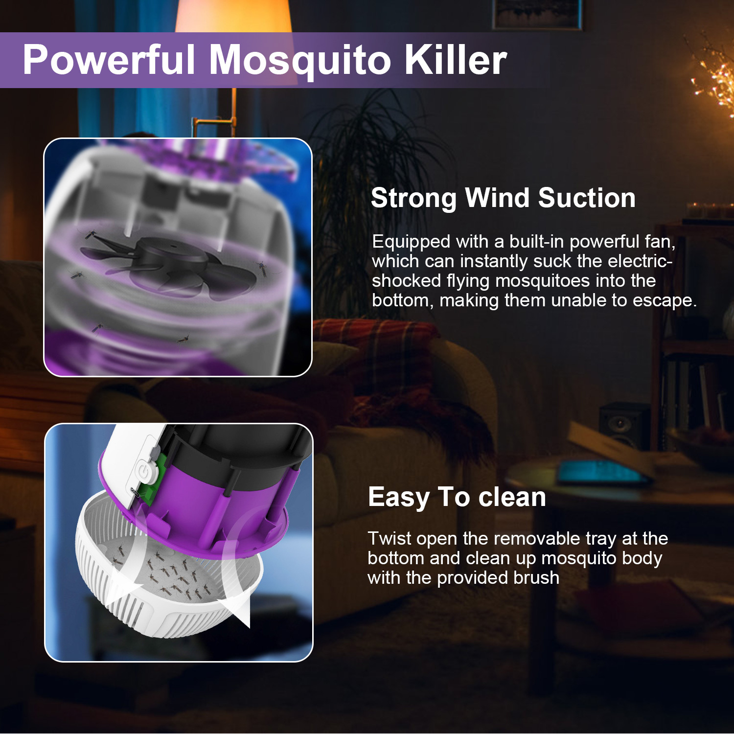 1Pc Plug-in Mosquito Zapper Max 1076Sq.Feet Range Electric Fly Zapper With 3 Modes Mosquito Killer Lamp For Indoor Outdoor - Image 2
