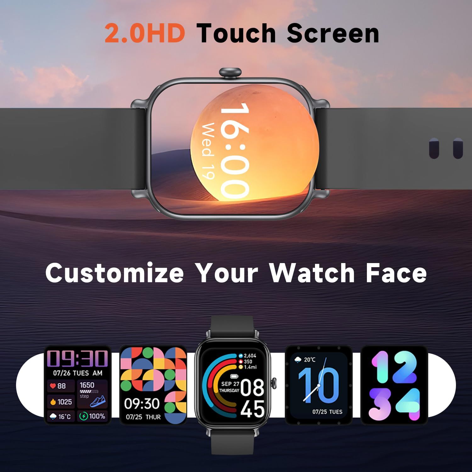 2.0 Inch HD - Fashion Smartwatch Bluetooth Talking, IP68 Showerproof Mental Health Tracker, Anxiety Relief Fitness Tracker - Image 3