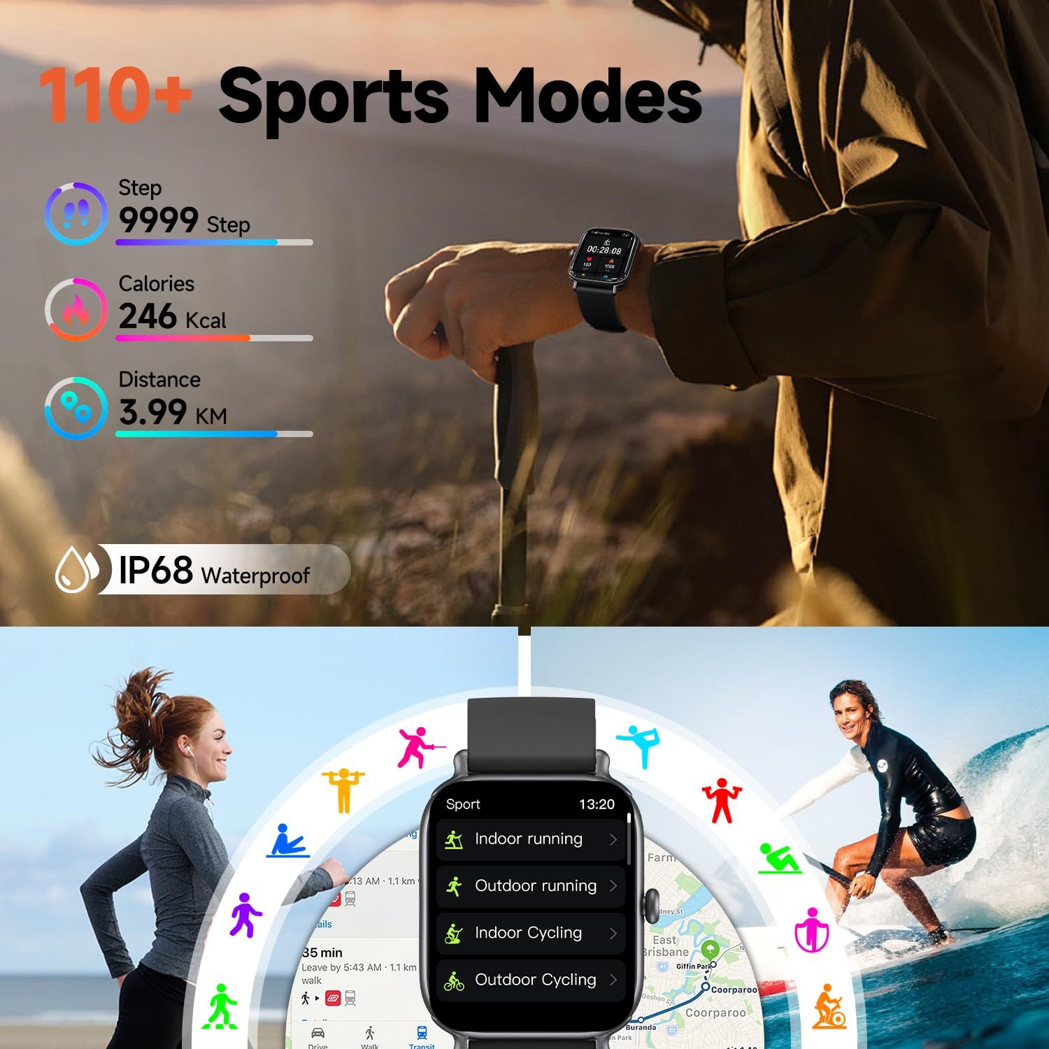 2.0 Inch HD - Fashion Smartwatch Bluetooth Talking, IP68 Showerproof Mental Health Tracker, Anxiety Relief Fitness Tracker - Image 4