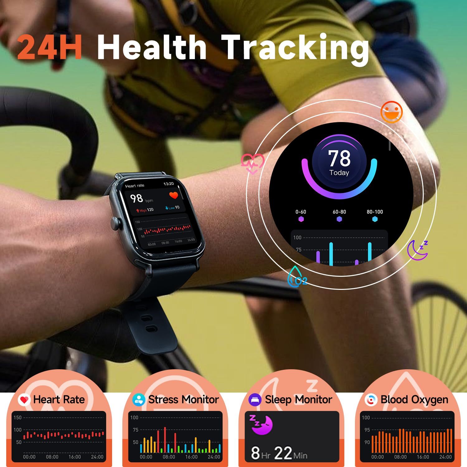 2.0 Inch HD - Fashion Smartwatch Bluetooth Talking, IP68 Showerproof Mental Health Tracker, Anxiety Relief Fitness Tracker - Image 6
