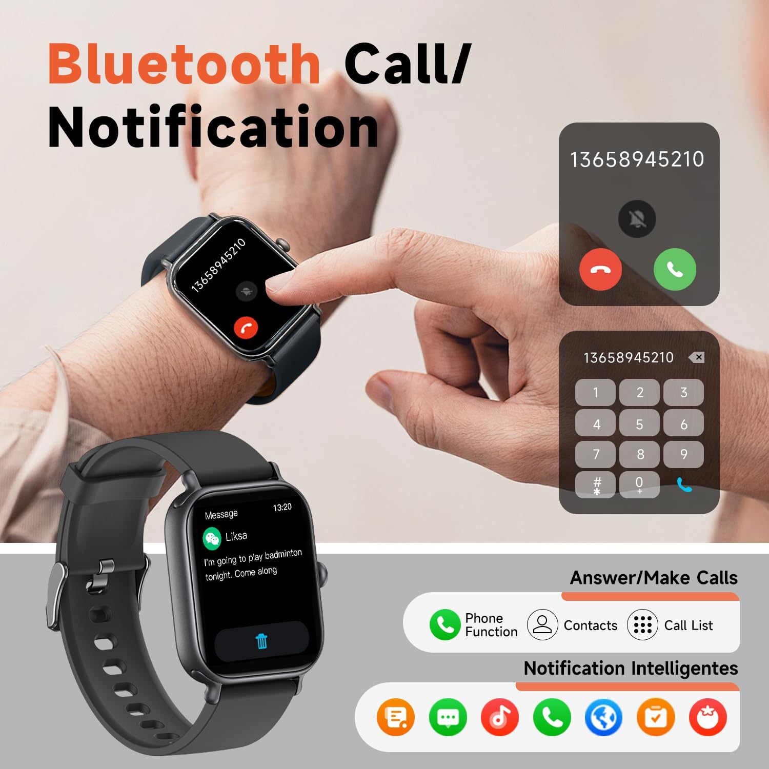 2.0 Inch HD - Fashion Smartwatch Bluetooth Talking, IP68 Showerproof Mental Health Tracker, Anxiety Relief Fitness Tracker - Image 8