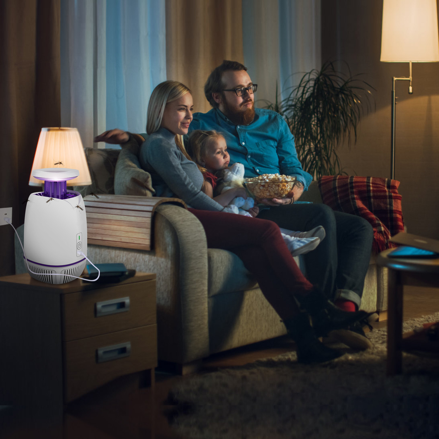 1Pc Plug-in Mosquito Zapper Max 1076Sq.Feet Range Electric Fly Zapper With 3 Modes Mosquito Killer Lamp For Indoor Outdoor