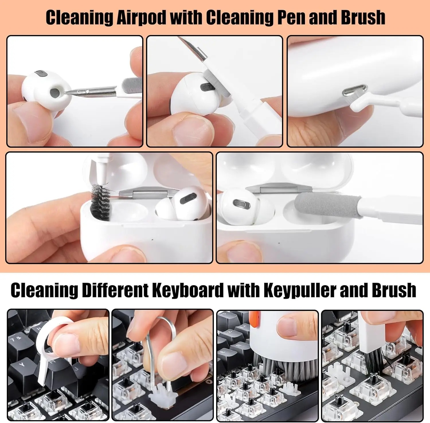 20 In 1 Laptop Phone Screen Cleaner Kit, Computer Keyboard Cleaning Brush For Phone AirPods MacBook IPad, Multifunctional Electronic Device Clean Tool For Camera Tablet Car Screens - Image 6