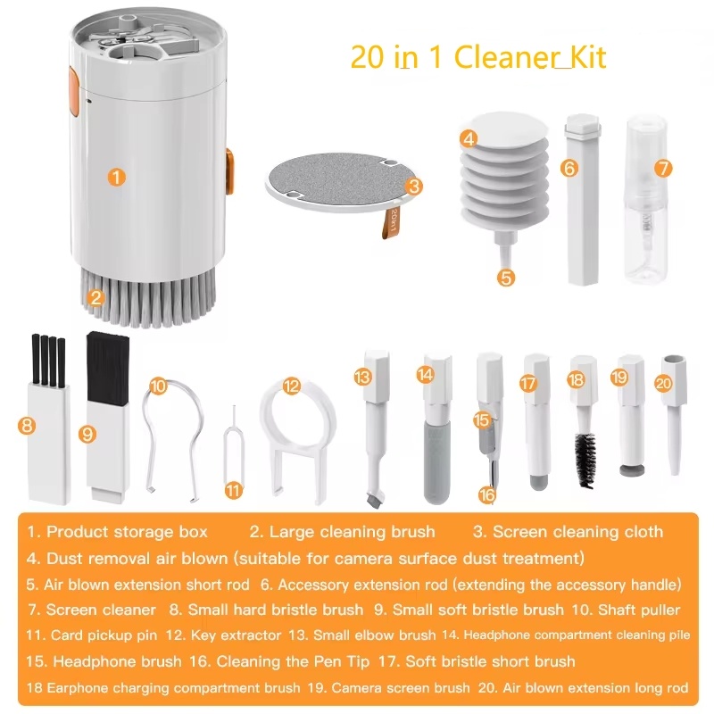 20 In 1 Laptop Phone Screen Cleaner Kit, Computer Keyboard Cleaning Brush For Phone AirPods MacBook IPad, Multifunctional Electronic Device Clean Tool For Camera Tablet Car Screens - Image 4