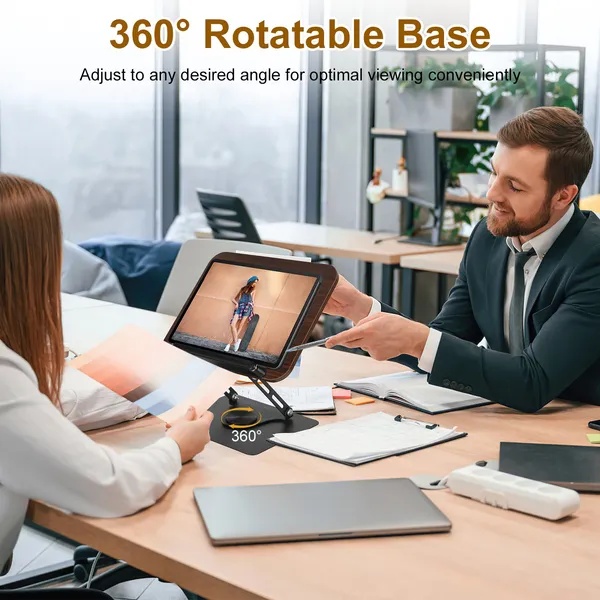 1Pc/2Pcs Book Stand For Reading Foldable Wood Book Holder Reading Rack Paper Stand With Adjustable Height 360° Rotatable Base Dual Paper Clips For Book Sheet Music Laptop Drawing Tablet - Image 4