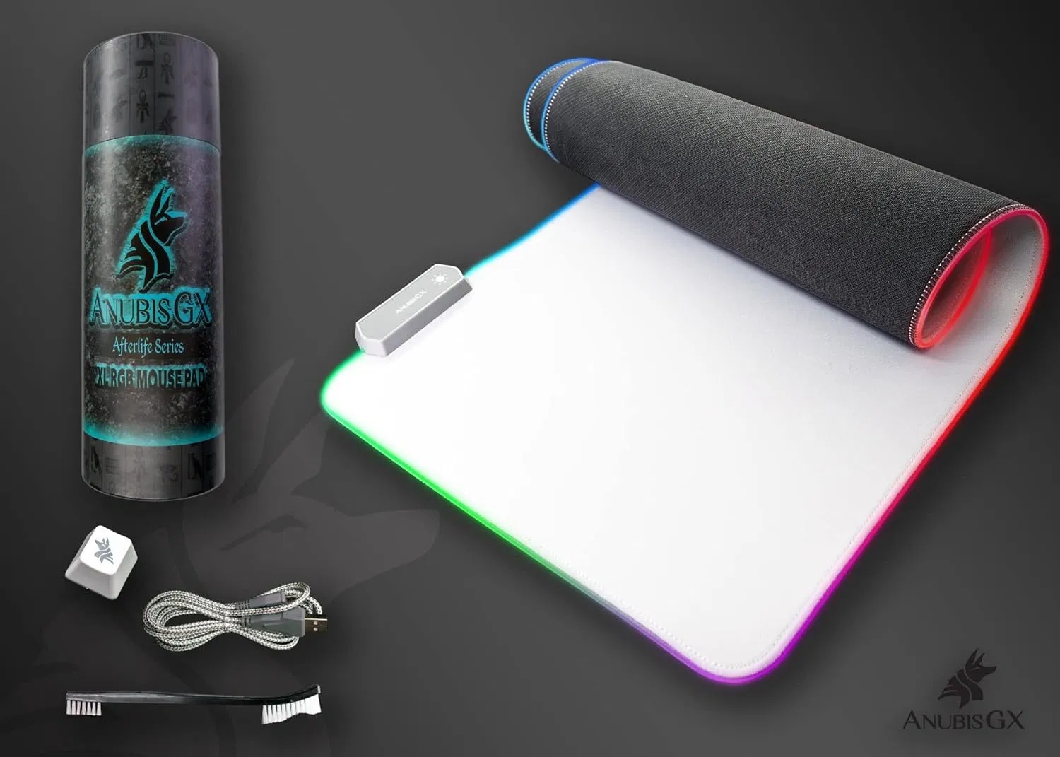 AnubisGX RGB Gaming Mouse Pad, XL Light Up Oversized Computer Gaming XL Desk Mat, 10 Type Glowing LED Pad, Large Waterproof Extended Mousepad Surface, Black Non-Slip RBG Precision 31.5 X 11.8 In