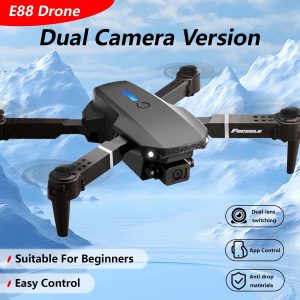 E88 Dual Camera Drone, WiFi FPV Double Folding RC Quadcopter Altitude Hold, Remote Control Toy For Beginners, Ideal Men's Gift For Outdoor Fun, Great For Christmas, Halloween, And Thanksgiving