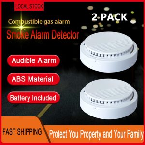 Smoke Alarm Detector Fire Gas Alarm Detector With Battery Photoelectric Sensor Alert Warning
