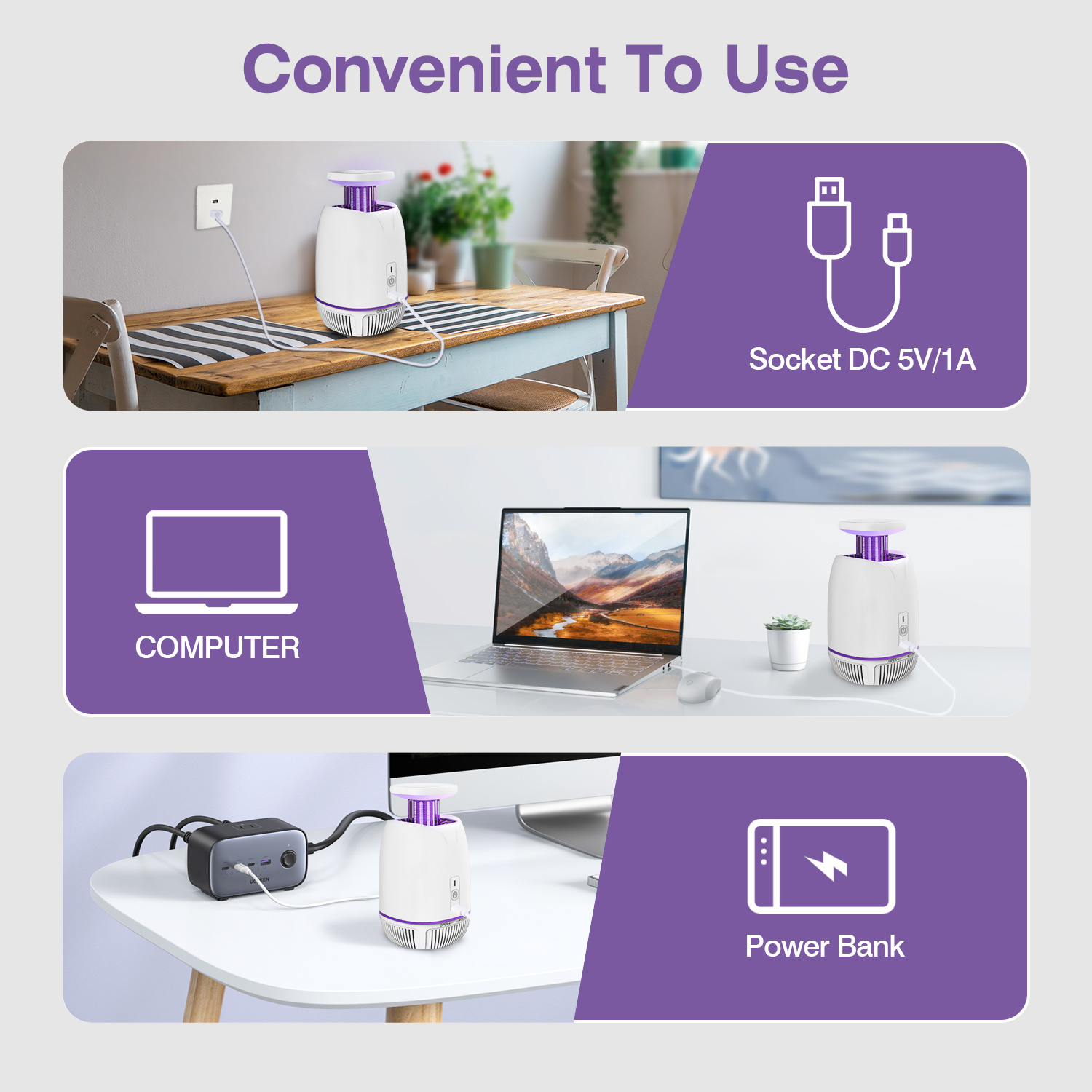 1Pc Plug-in Mosquito Zapper Max 1076Sq.Feet Range Electric Fly Zapper With 3 Modes Mosquito Killer Lamp For Indoor Outdoor - Image 4