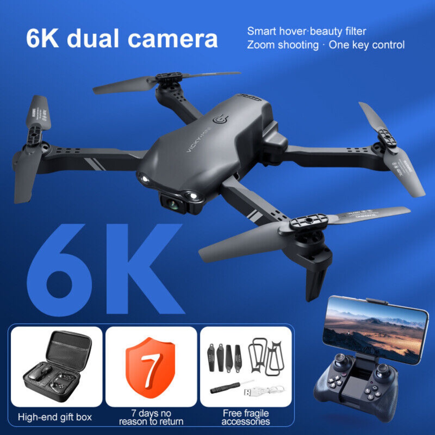 4DRC V13 RC Drone 6K HD Dual Camera WiFi FPV Foldable Quadcopter Camera Drone ,2 Battery.Logistics Is Randomly Sent By UPS,USPS,FEDEX - Image 4