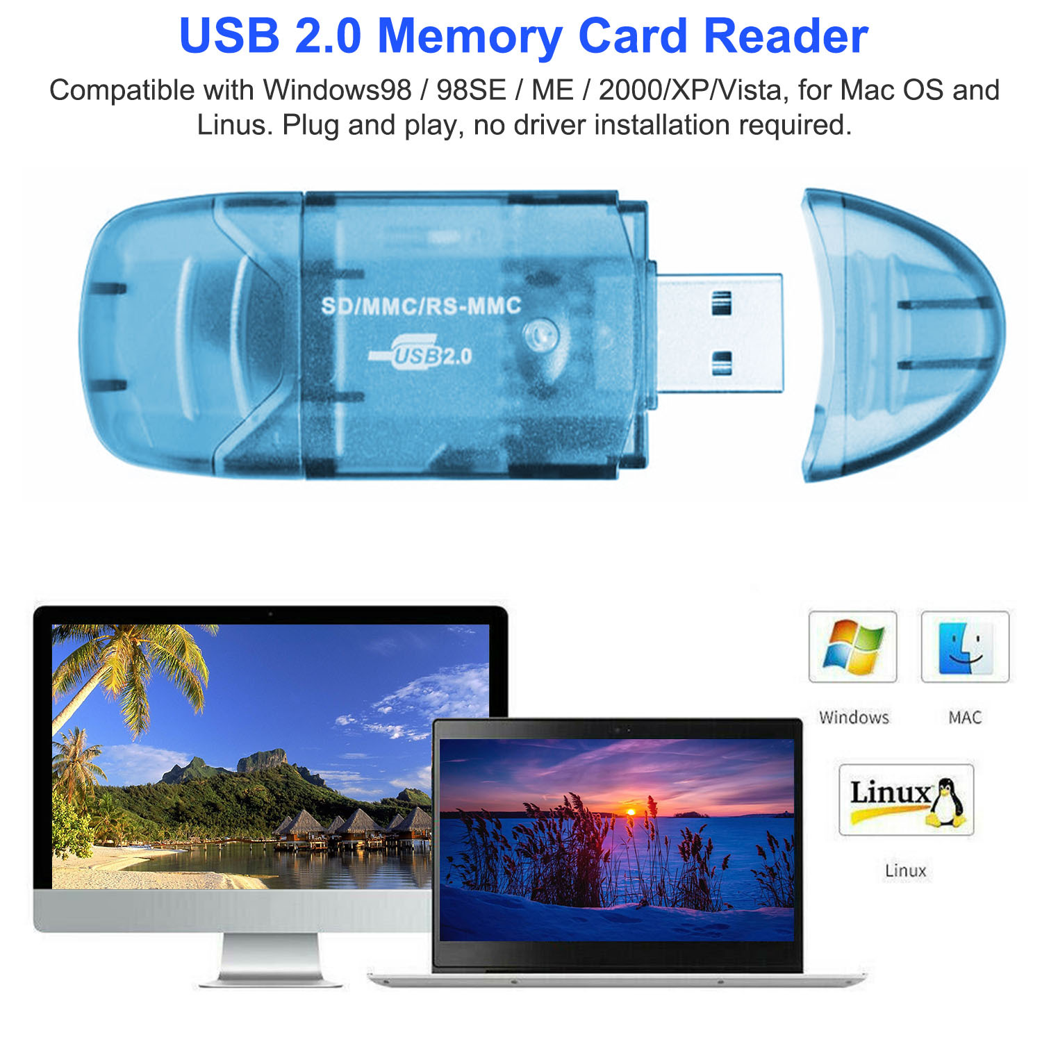1Pc Memory Card Reader USB 2.0 480Mbps High Speed Card Reader Adapter For SD Card - Image 6